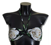 Dolce & Gabbana Black Floral Halter Beachwear Swimwear Bikini Top -   -  Dolce & Gabbana.