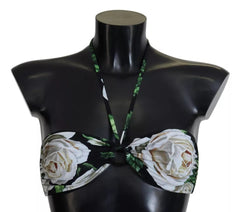 Dolce & Gabbana Black Floral Halter Beachwear Swimwear Bikini Top -   -  Dolce & Gabbana.