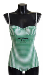 Dolce & Gabbana White Green Stripes One Piece Beachwear Swimwear -   -  Dolce & Gabbana.