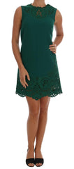 Dolce & Gabbana Green Floral Cutout Silk Wool Dress -   -  Dolce & Gabbana.