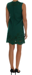 Dolce & Gabbana Green Floral Cutout Silk Wool Dress -   -  Dolce & Gabbana.