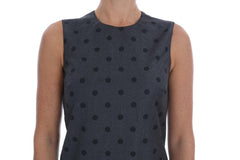 Dolce & Gabbana Gray Polka Dotted Sheath Wool Dress -   -  Dolce & Gabbana.