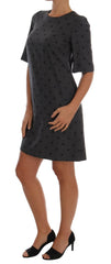 Dolce & Gabbana Gray Polka Dotted Sheath Wool Dress -   -  Dolce & Gabbana.