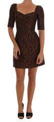 Dolce & Gabbana Black Brown Floral Brocade A-Line Dress -   -  Dolce & Gabbana.