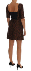 Dolce & Gabbana Black Brown Floral Brocade A-Line Dress -   -  Dolce & Gabbana.