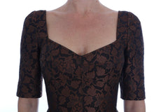 Dolce & Gabbana Black Brown Floral Brocade A-Line Dress -   -  Dolce & Gabbana.