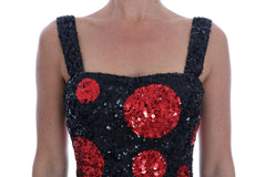 Dolce & Gabbana Black Red Polka Sequined Shift Dress -   -  Dolce & Gabbana.