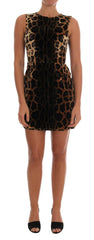 Dolce & Gabbana Brown Leopard Print Silk Sheath Dress -   -  Dolce & Gabbana.