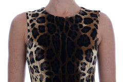 Dolce & Gabbana Brown Leopard Print Silk Sheath Dress -   -  Dolce & Gabbana.