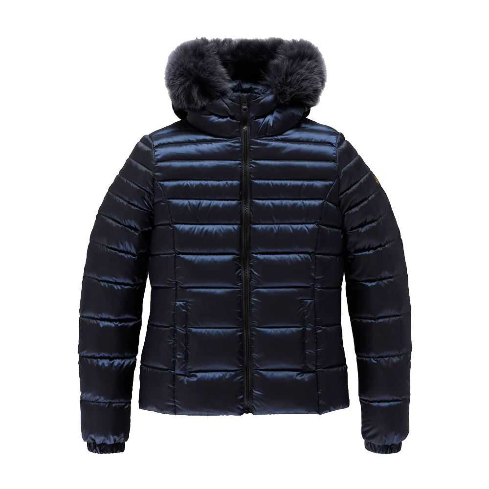 Refrigiwear Blue Nylon Women Jacket with Feather Padding and Fur Hood -   -  Refrigiwear.