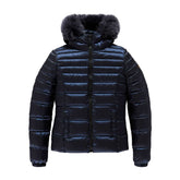 Refrigiwear Blue Nylon Women Jacket with Feather Padding and Fur Hood -   -  Refrigiwear.