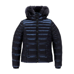 Refrigiwear Blue Nylon Women Jacket with Feather Padding and Fur Hood -   -  Refrigiwear.