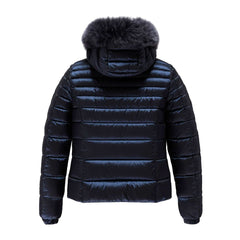 Refrigiwear Blue Nylon Women Jacket with Feather Padding and Fur Hood -   -  Refrigiwear.