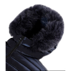 Refrigiwear Blue Nylon Women Jacket with Feather Padding and Fur Hood -   -  Refrigiwear.