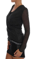 Ermanno Scervino Gray Wool Lace Top Long Sleeved T-shirt -   -  Ermanno Scervino.