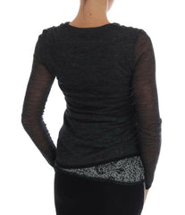 Ermanno Scervino Gray Wool Lace Top Long Sleeved T-shirt -   -  Ermanno Scervino.