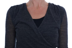 Ermanno Scervino Gray Wool Lace Top Long Sleeved T-shirt -   -  Ermanno Scervino.