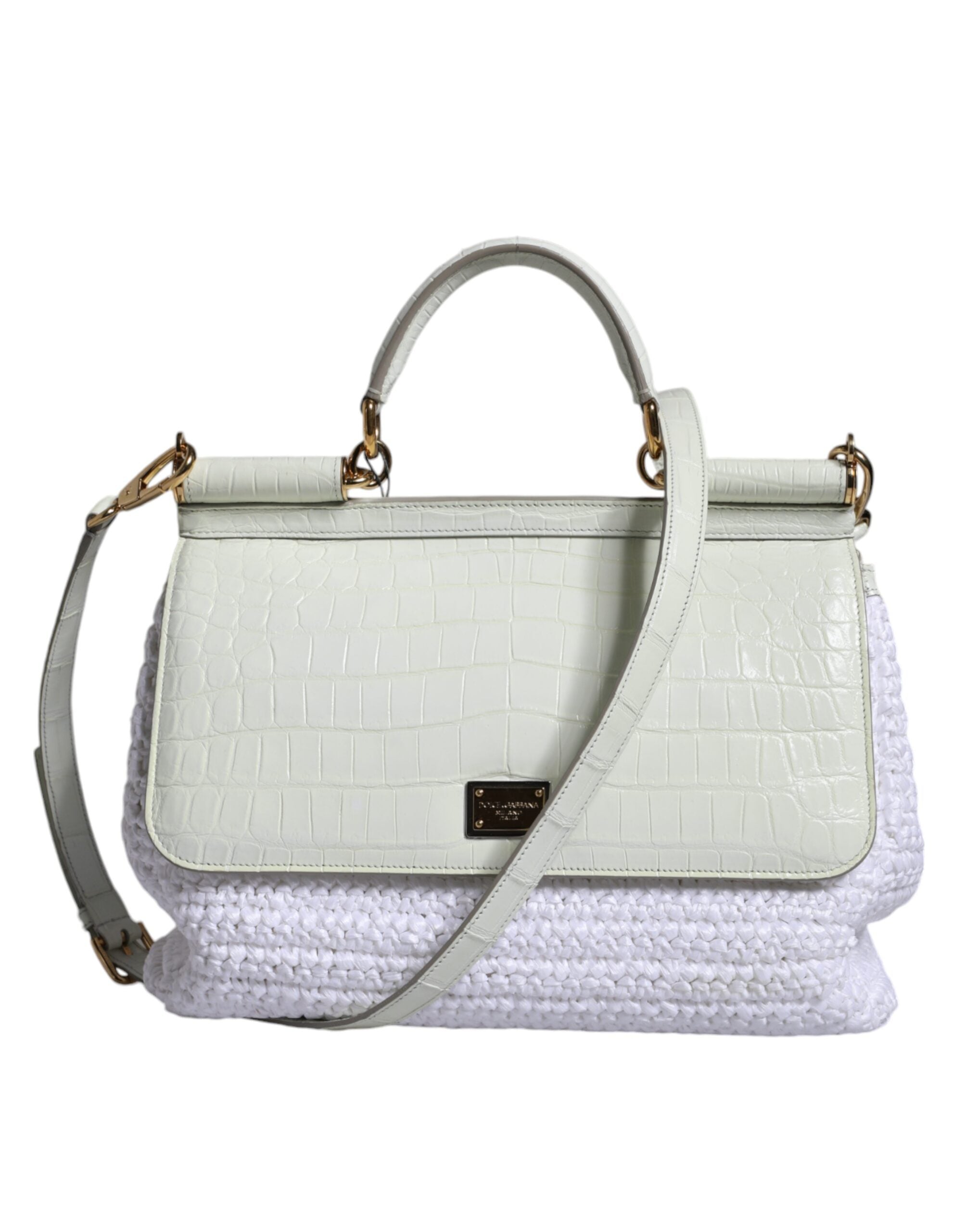 Dolce & Gabbana White Rafia Leather SICILY Crossbody Bag -  Luxury Cross Body Bag for Women -  Dolce & Gabbana.