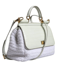 Dolce & Gabbana White Rafia Leather SICILY Crossbody Bag -  Luxury Cross Body Bag for Women -  Dolce & Gabbana.