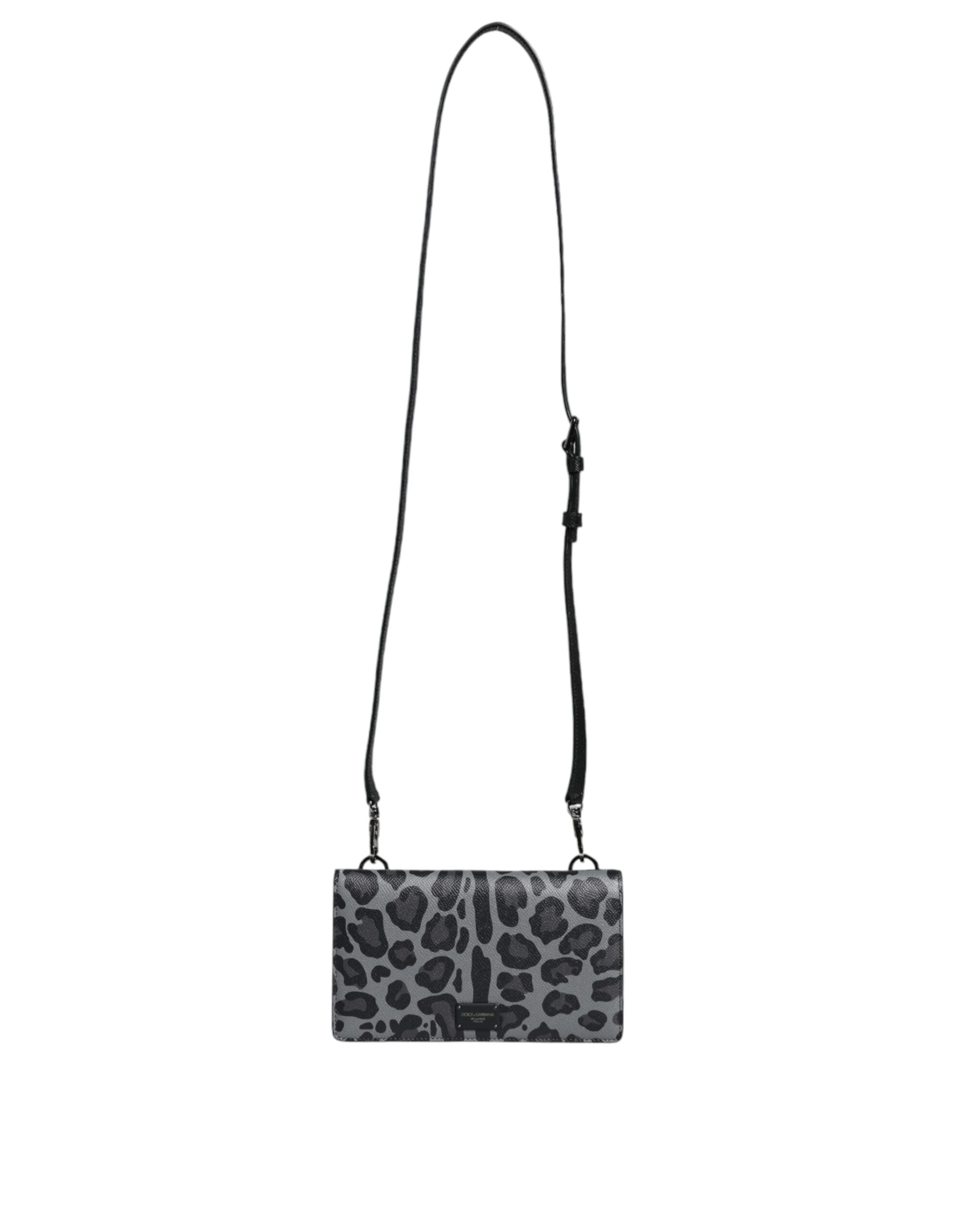 Dolce & Gabbana Black Gray Leopard Leather Bifold Card Slot Crossbody Bag -  Luxury Cross Body Bag for Women -  Dolce & Gabbana. Dolce & Gabbana Black Gray Leopard Leather Bifold Card Slot Crossbody Bag -  Luxury Cross Body Bag for Women -  Dolce & Gabbana.