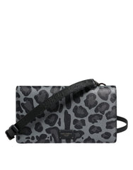 Dolce & Gabbana Black Gray Leopard Leather Bifold Card Slot Crossbody Bag -  Luxury Cross Body Bag for Women -  Dolce & Gabbana.