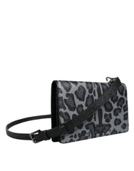 Dolce & Gabbana Black Gray Leopard Leather Bifold Card Slot Crossbody Bag -  Luxury Cross Body Bag for Women -  Dolce & Gabbana.