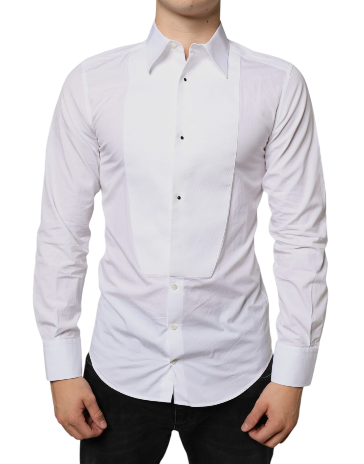 Dolce & Gabbana White Bib Cotton Poplin Formal Dress Shirt -   -  Dolce & Gabbana.