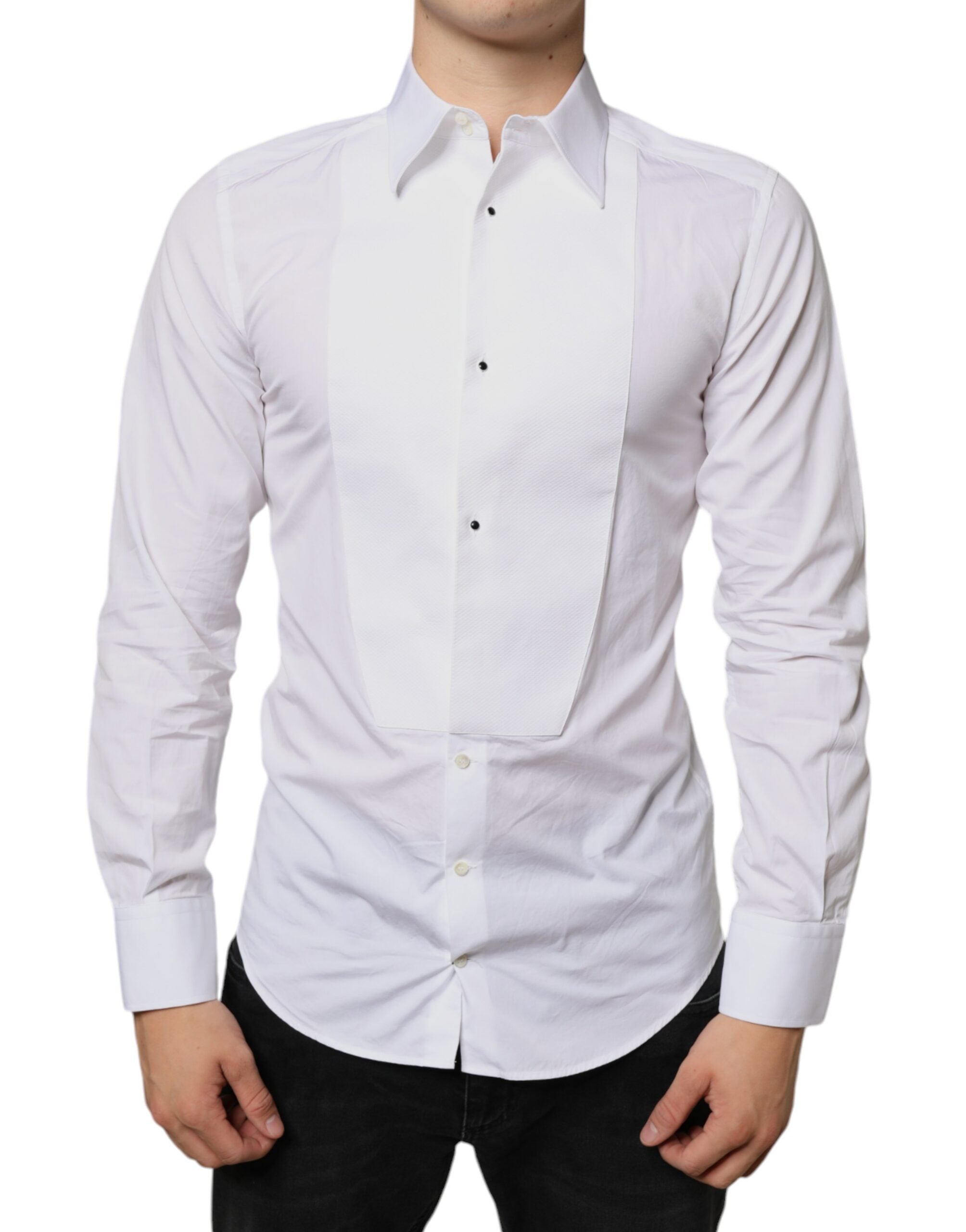 Dolce & Gabbana White Bib Cotton Poplin Formal Dress Shirt -   -  Dolce & Gabbana. Dolce & Gabbana White Bib Cotton Poplin Formal Dress Shirt -   -  Dolce & Gabbana.