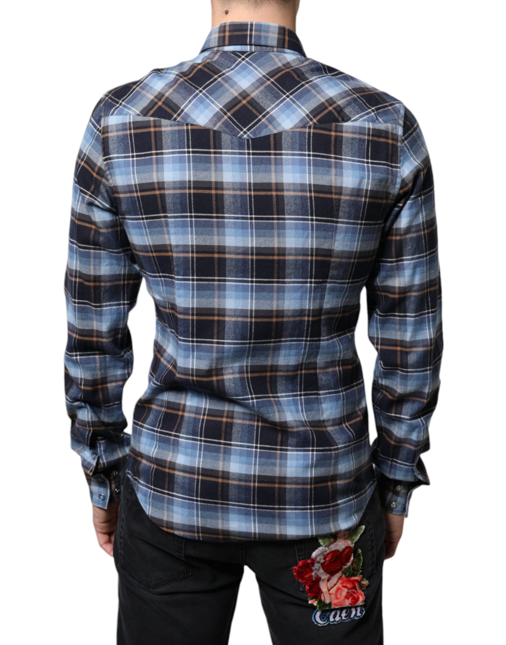 Dolce & Gabbana Multicolor Checkered Paradiso Patch Slim Fit Shirt -   -  Dolce & Gabbana. Dolce & Gabbana Multicolor Checkered Paradiso Patch Slim Fit Shirt -   -  Dolce & Gabbana.