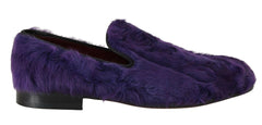 Dolce & Gabbana Purple Sheep Fur Leather Loafers -   -  Dolce & Gabbana.