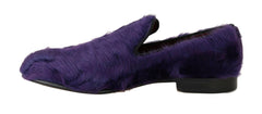 Dolce & Gabbana Purple Sheep Fur Leather Loafers -   -  Dolce & Gabbana.