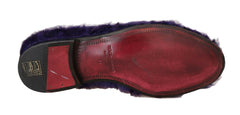 Dolce & Gabbana Purple Sheep Fur Leather Loafers -   -  Dolce & Gabbana.