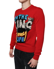 Dolce & Gabbana Red I'm The King Wool Crew Neck Sweatshirt Sweater -   -  Dolce & Gabbana.