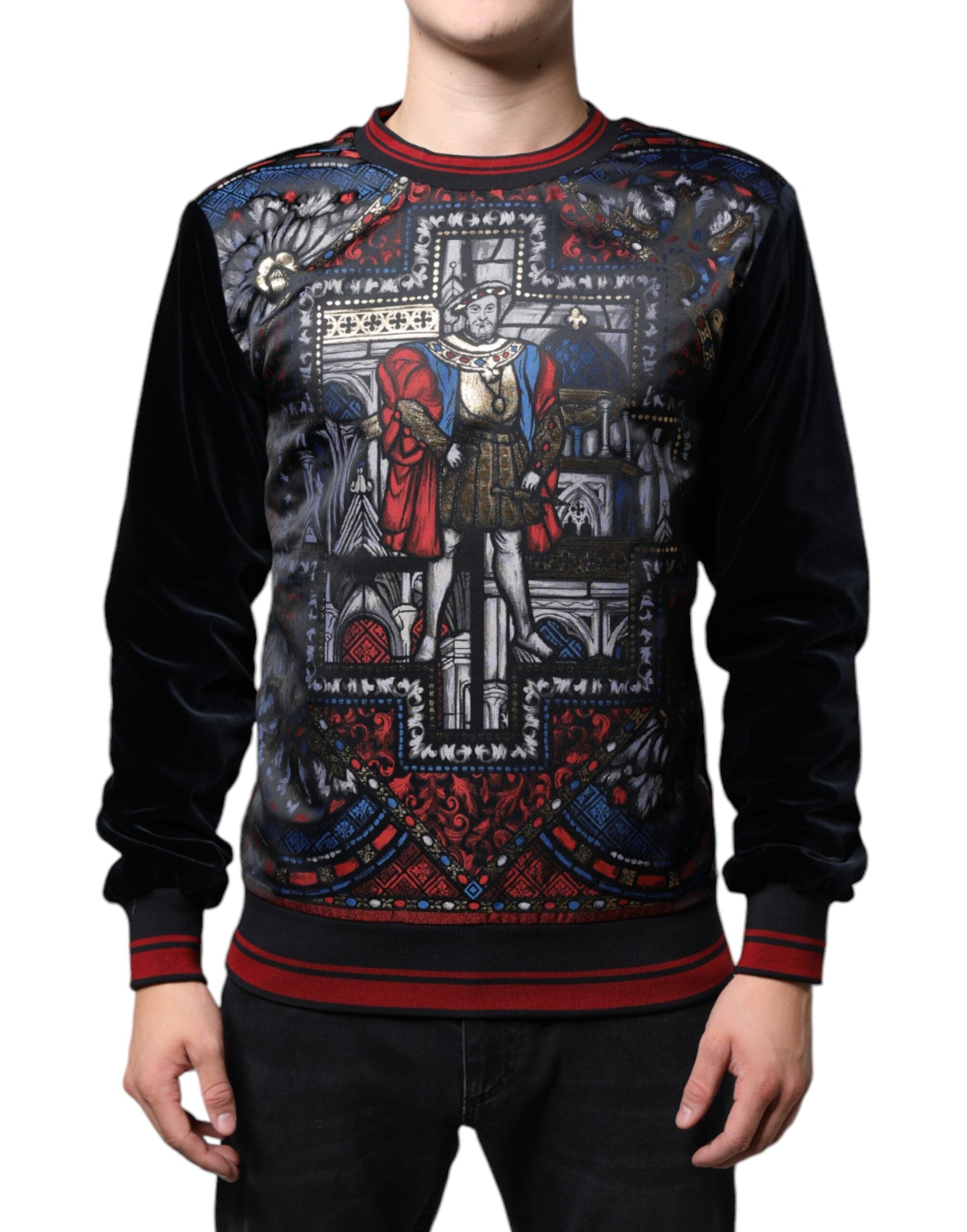 Dolce & Gabbana Multicolor Jacquard Crew Neck Sweatshirt Sweater -   -  Dolce & Gabbana.