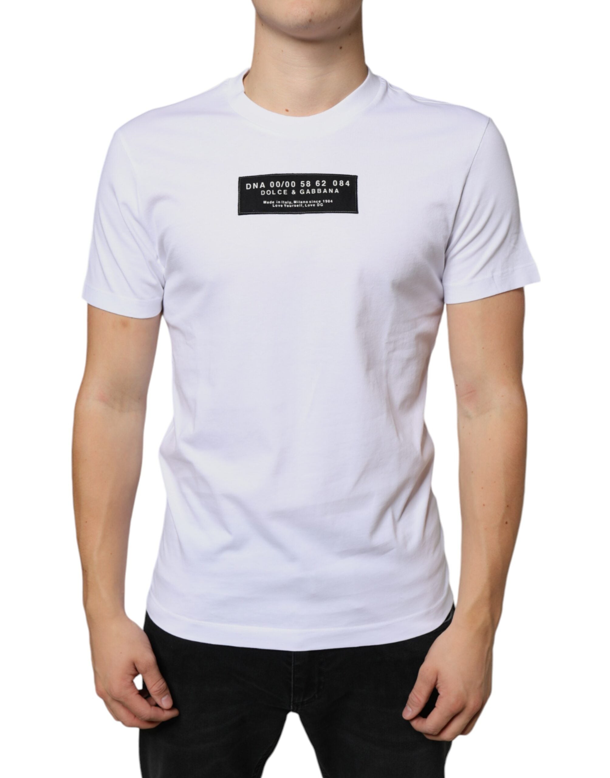 Dolce & Gabbana White Cotton DG Applique Casual T-shirt -   -  Dolce & Gabbana.