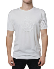 Dolce & Gabbana White Logo Embossed Cotton Crewneck T-shirt -   -  Dolce & Gabbana.