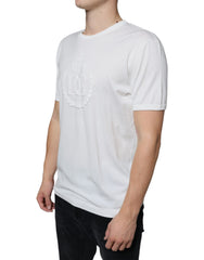 Dolce & Gabbana White Logo Embossed Cotton Crewneck T-shirt -   -  Dolce & Gabbana.