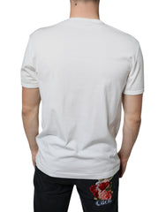 Dolce & Gabbana White Logo Embossed Cotton Crewneck T-shirt -   -  Dolce & Gabbana.