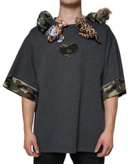 Dolce & Gabbana Gray Camouflage Animal Stuff Cotton T-shirt - - Dolce & Gabbana.