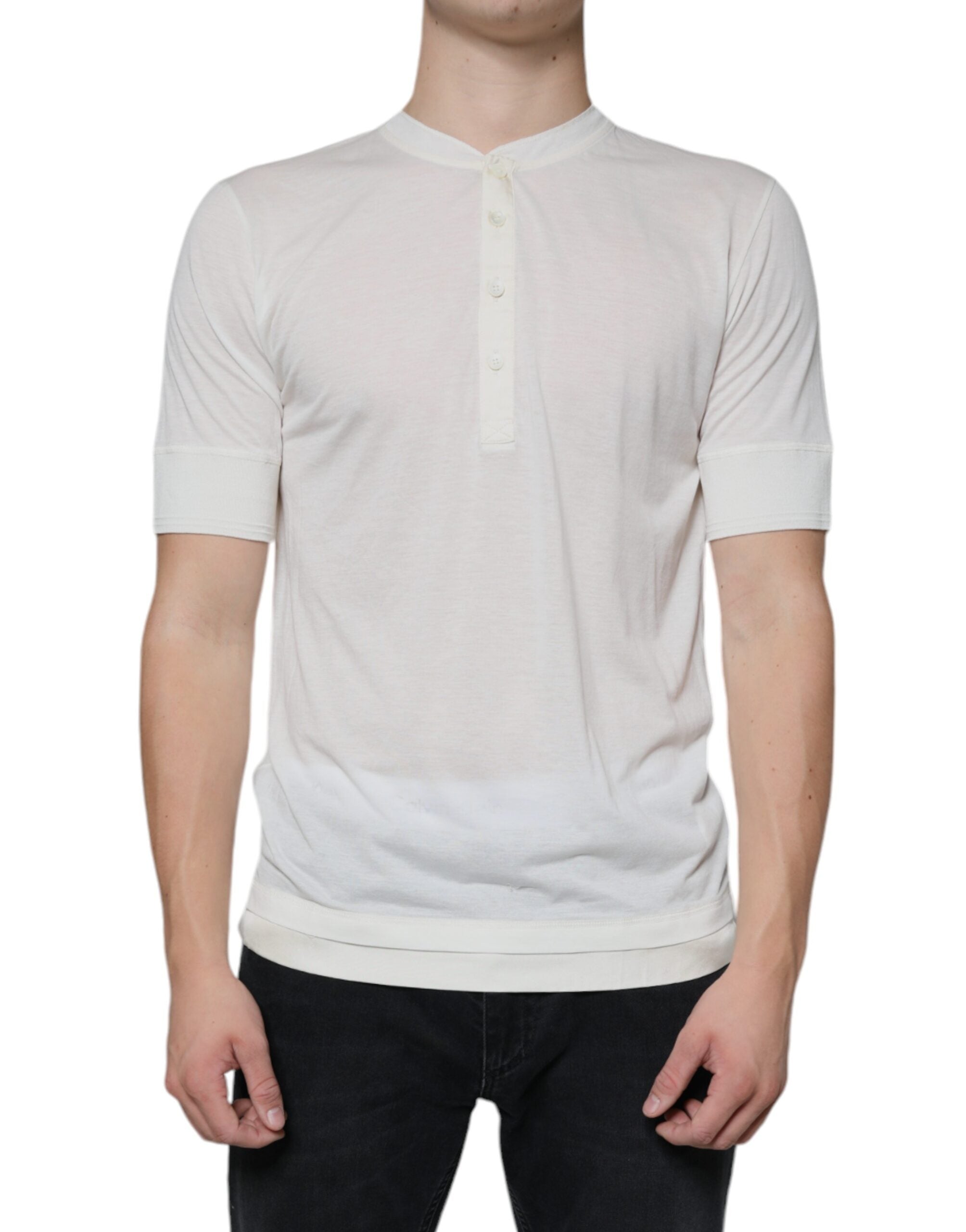 Dolce & Gabbana Off White Cotton Short Sleeves T-shirt -   -  Dolce & Gabbana.