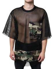Dolce & Gabbana Black Mesh Camouflage Short Sleeves T-shirt -   -  Dolce & Gabbana.