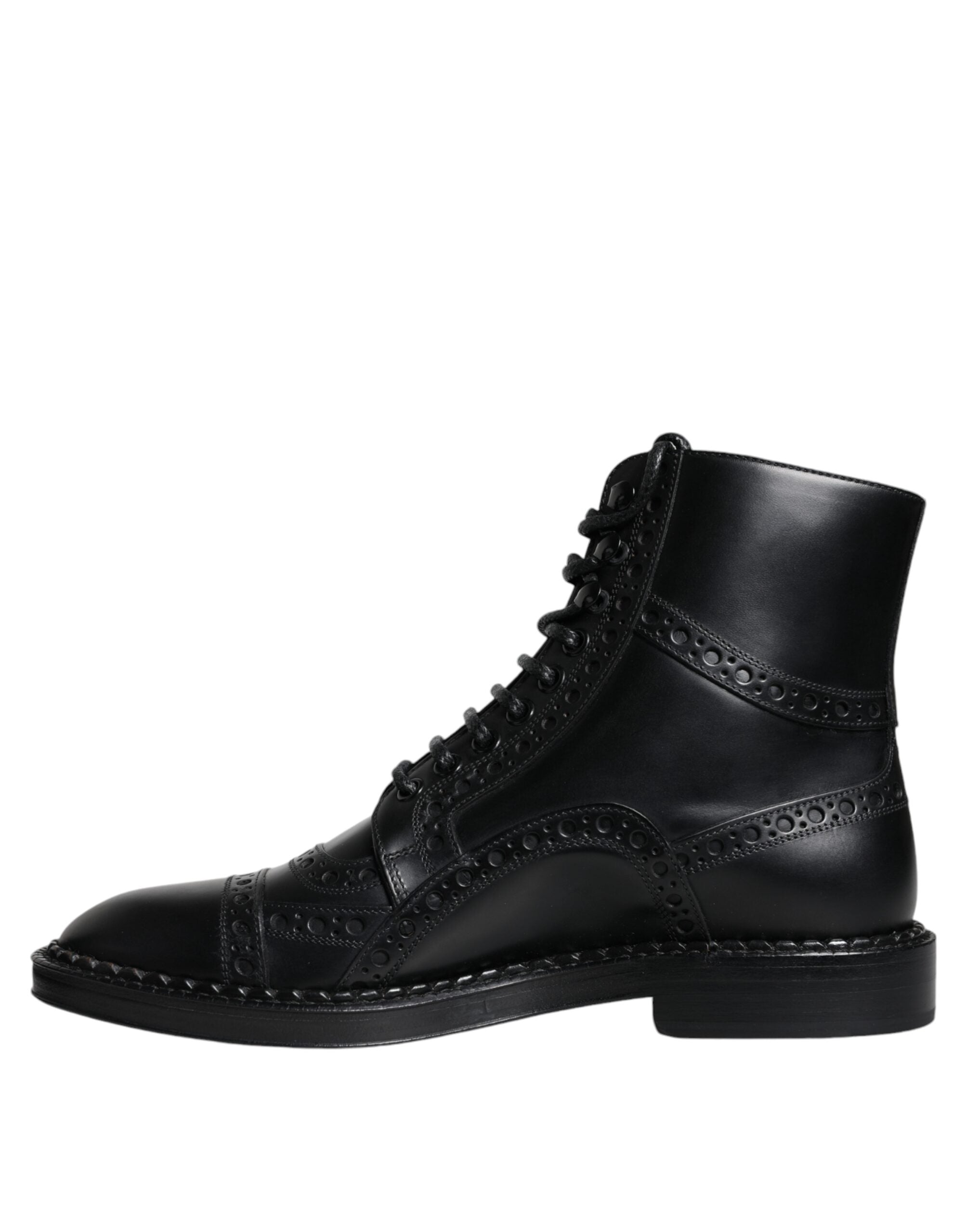 Dolce & Gabbana Black Leather Lace Up Mid Calf Boots Shoes -   -  Dolce & Gabbana. Dolce & Gabbana Black Leather Lace Up Mid Calf Boots Shoes -   -  Dolce & Gabbana.