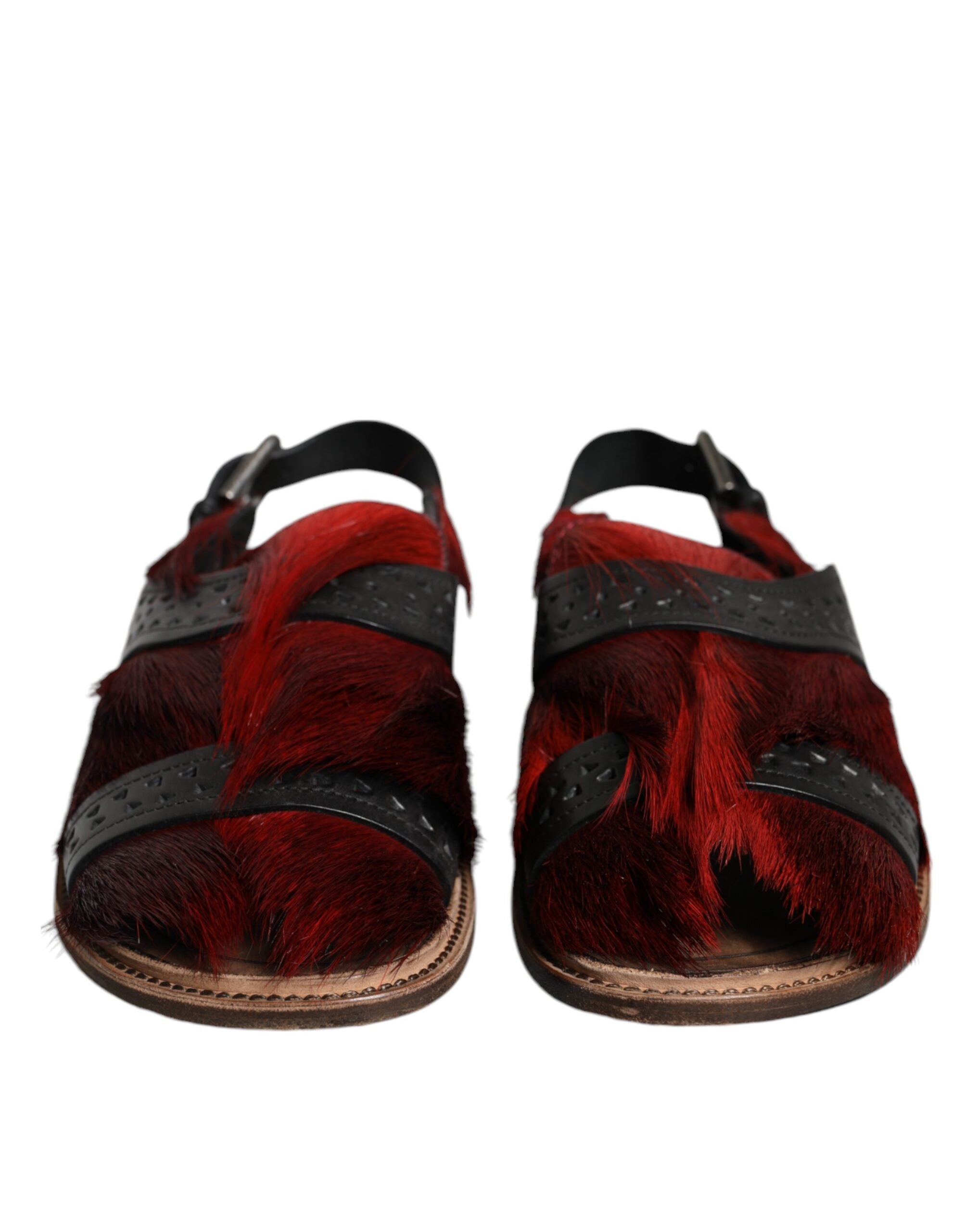 Dolce & Gabbana Black Red Gazelle Hair Leather Sandals Shoes -   -  Dolce & Gabbana. Dolce & Gabbana Black Red Gazelle Hair Leather Sandals Shoes -   -  Dolce & Gabbana.