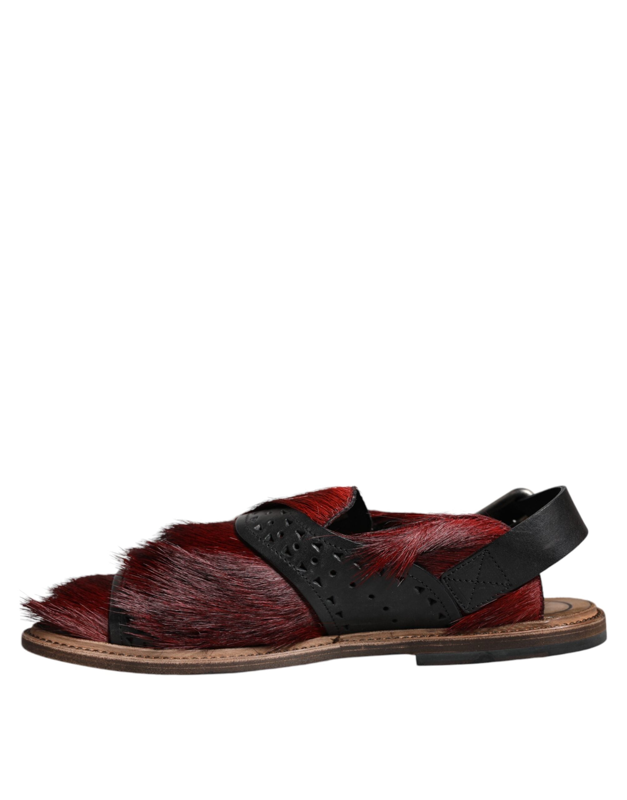 Dolce & Gabbana Black Red Gazelle Hair Leather Sandals Shoes -   -  Dolce & Gabbana. Dolce & Gabbana Black Red Gazelle Hair Leather Sandals Shoes -   -  Dolce & Gabbana.
