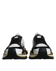 Dolce & Gabbana White Gold Black Leather SUPER KING Sneakers Shoes -   -  Dolce & Gabbana.