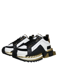 Dolce & Gabbana White Gold Black Leather SUPER KING Sneakers Shoes -   -  Dolce & Gabbana.