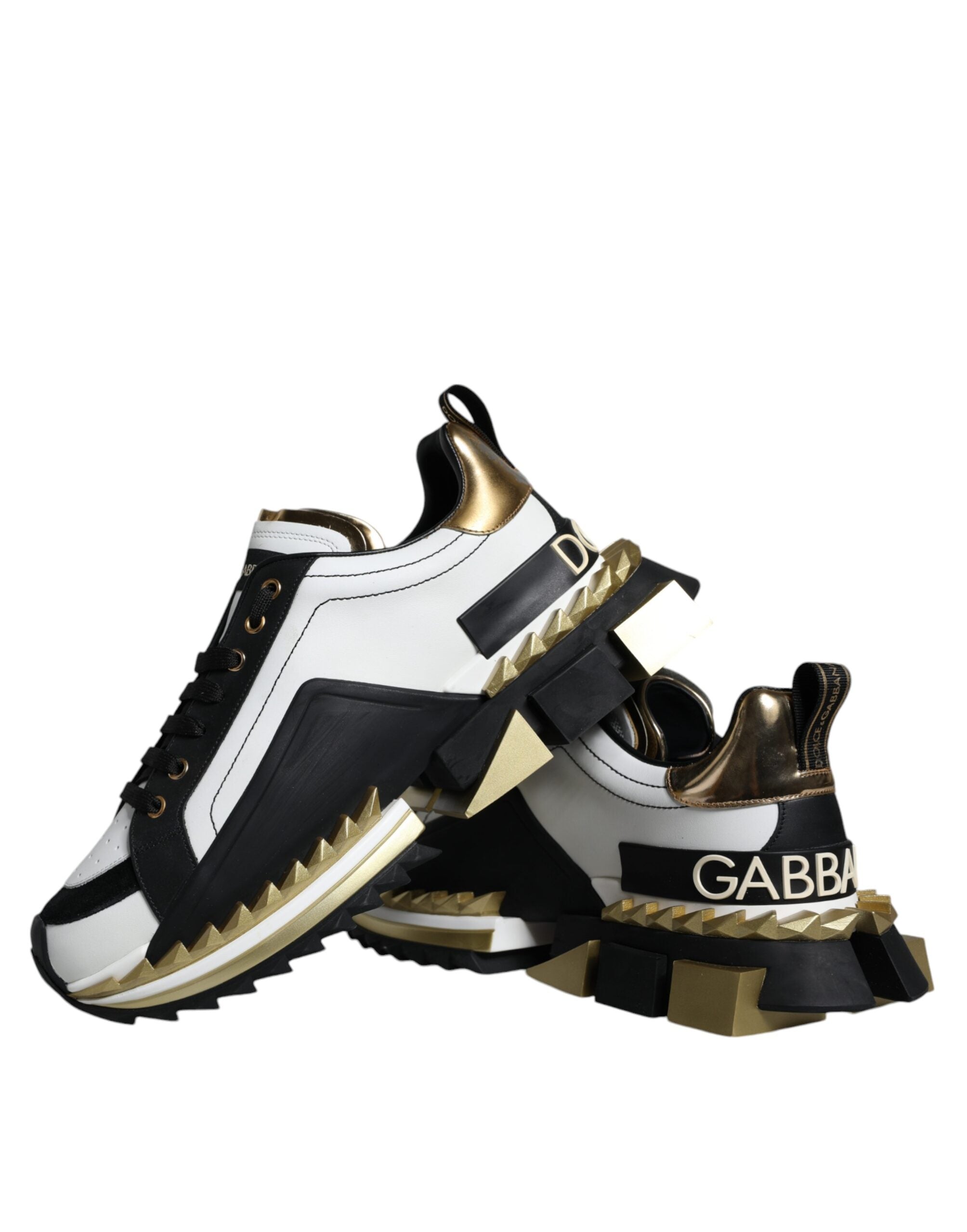 Dolce & Gabbana White Gold Black Leather SUPER KING Sneakers Shoes -   -  Dolce & Gabbana. Dolce & Gabbana White Gold Black Leather SUPER KING Sneakers Shoes -   -  Dolce & Gabbana.