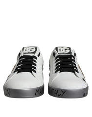 Dolce & Gabbana White Silver Crystal Logo Portofino Sneakers Shoes -   -  Dolce & Gabbana.