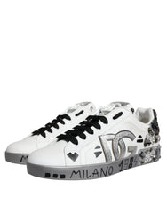 Dolce & Gabbana White Silver Crystal Logo Portofino Sneakers Shoes -   -  Dolce & Gabbana.