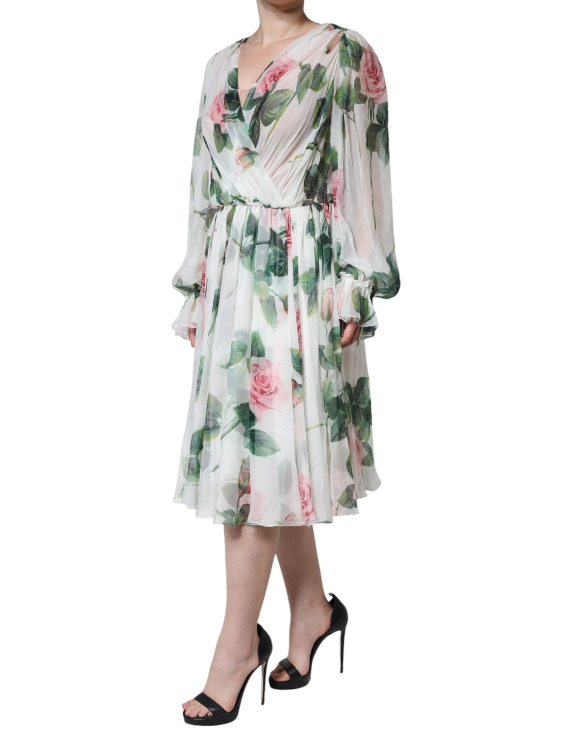 Dolce & Gabbana White Silk Floral Print A-line Midi Dress -   -  Dolce & Gabbana. Dolce & Gabbana White Silk Floral Print A-line Midi Dress -   -  Dolce & Gabbana.